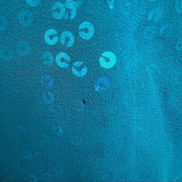 St. John Sheer Sequin Zip Cardigan Sweater Baltic Blue Small MSRP $695 - Picture 9 of 10